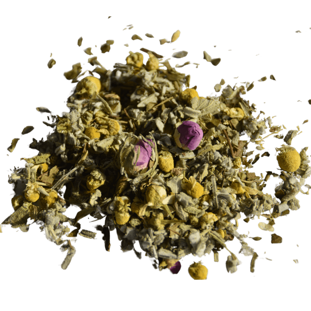 Urteblanding med salvie, sitronmyrt og rose